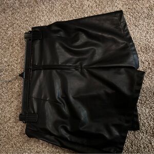 Black Faux Leather Skirt/shorts
